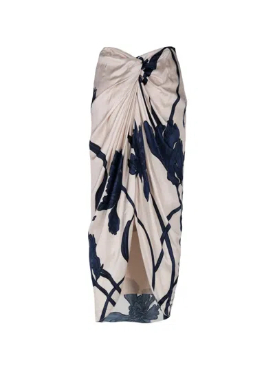 Andres Otalora Cairo Floral-print Midi Skirt In Neutral