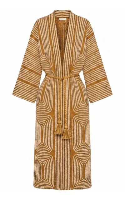 Andres Otalora Calma Total Linen Maxi Dress In Gold
