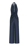 Andres Otalora Cannaria Gathered Halter Jumpsuit In Blue