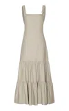 Andres Otalora Cartao Postal Tiered Linen Maxi Dress In Neutral