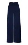 Andres Otalora Coleccionista Wide-leg Silk Charmeuse Pants In Navy