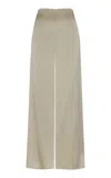 Andres Otalora Coleccionista Wide-leg Silk Charmeuse Pants In Taupe