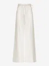 Andres Otalora Kushi High-waisted Linen Wide-leg Pants In White