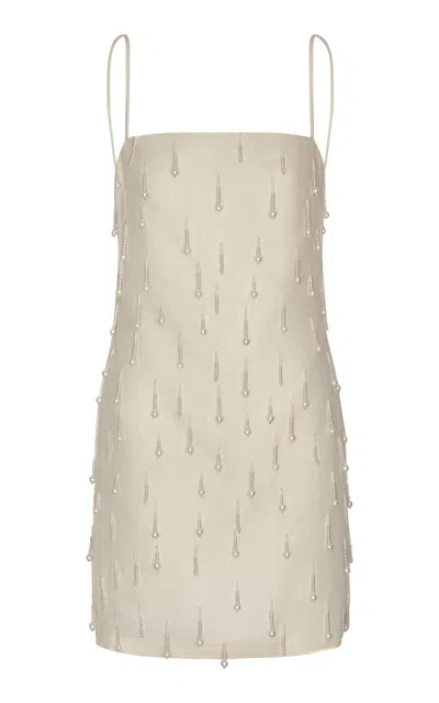 Andres Otalora Coqueteas Embellished Linen Mini Dress