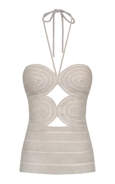 Andres Otalora Coral Del Mar Linen Top In Neutral
