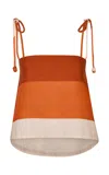 Andres Otalora Corfu Striped Linen Top In Orange