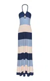Andres Otalora Costa Jonica Striped Jersey Maxi Dress In Multi