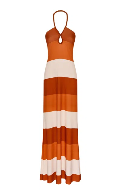 Andres Otalora Costa Jonica Striped Jersey Maxi Dress In Multi