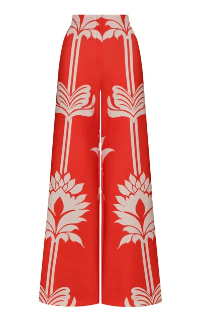 Andres Otalora Darshan High-waisted Scuba Wide-leg Pants In Red