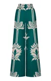 Andres Otalora Darshan High-waisted Scuba Wide-leg Pants In Turquoise