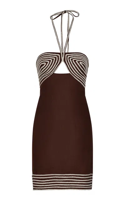 Andres Otalora De Coco Embroidered Linen Mini Dress