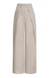 Andres Otalora De Estaciones Folded Linen Wide-leg Pants In Khaki