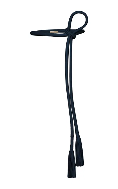 Andres Otalora De La Flor Leather Belt In Navy