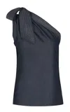 Andres Otalora De Lejos Asymmetric Tencel Top In Blue