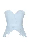 Andres Otalora De Tres Pleated Peplum Linen Top In Blue
