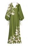 Andres Otalora Dejarse Encantar Printed Cotton Poplin Maxi Dress In Green