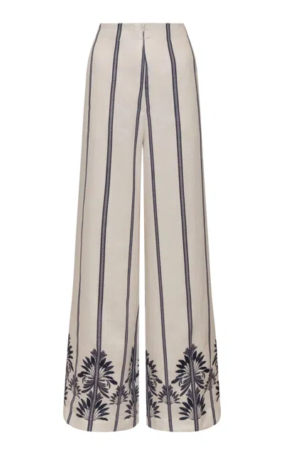 Andres Otalora Del Cardon Embroidered Linen Pants In Gray