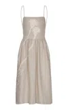 Andres Otalora Del Corazon Embroidered Linen Midi Dress