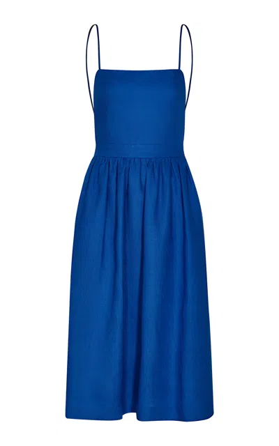 Andres Otalora Del Corazon Embroidered Linen Midi Dress