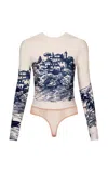 Andres Otalora Del Paisaje Scenic-motif Jersey Bodysuit In Neutral