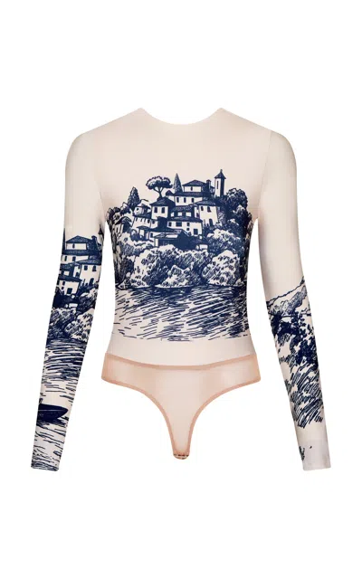 Andres Otalora Del Paisaje Scenic-motif Jersey Bodysuit In Neutral