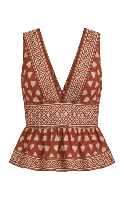 Andres Otalora Descanso Solar Peplum Top In Multi