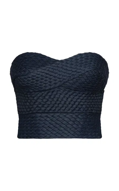 Andres Otalora Descubrirnos Strapless Tencel Top In Blue