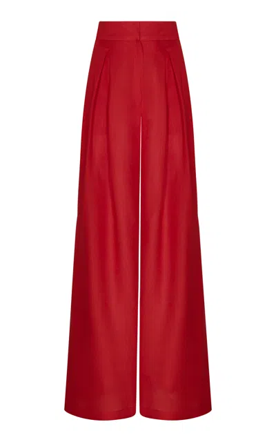 Andres Otalora Desperte Pleated Linen Wide-leg Pants