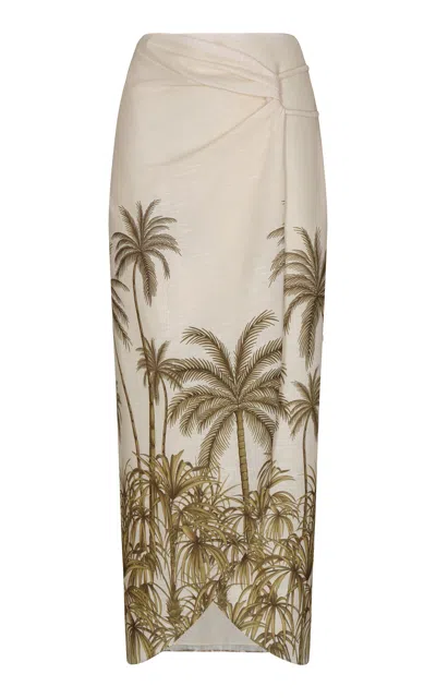 Andres Otalora Destellada Printed Linen Midi Skirt