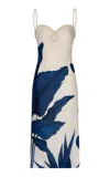 Andres Otalora Di Palma Linen Floral Midi Dress In Blue