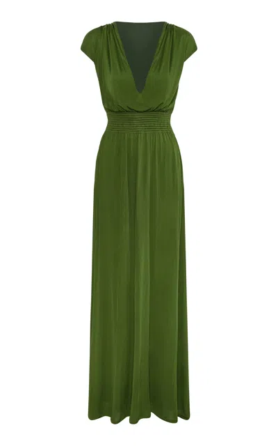 Andres Otalora Dices Silk Maxi Dress In Green