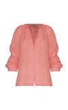 Andres Otalora Discretos Linen Top In Pink