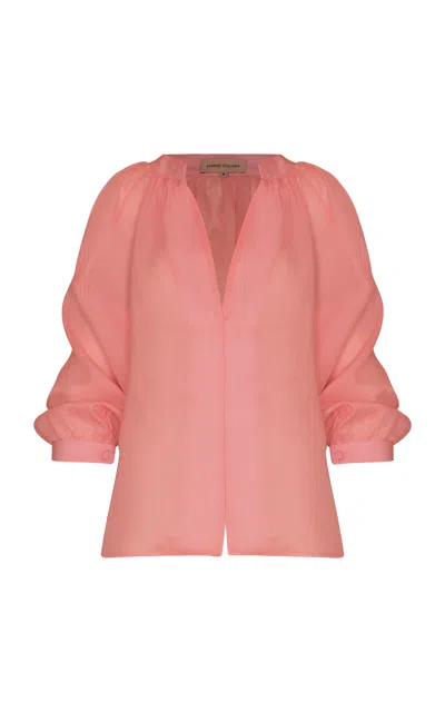 Andres Otalora Discretos Linen Top In Pink
