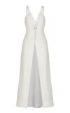 Andres Otalora Do Mar Embroidered Linen Longline Top In Off-white