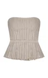 Andres Otalora Encantadora Pleated Linen Top