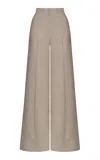 Andres Otalora Encontrarte High-waisted Linen Flare Pants In Tan