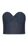 Andres Otalora Encuentrame Sculpted Tencel Bustier Top In Blue
