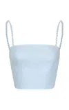 Andres Otalora Entenderemos Linen Cropped Top In Blue