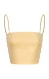 Andres Otalora Entenderemos Linen Cropped Top In Orange