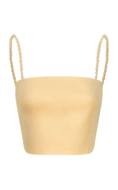 Andres Otalora Entenderemos Linen Cropped Top In Orange