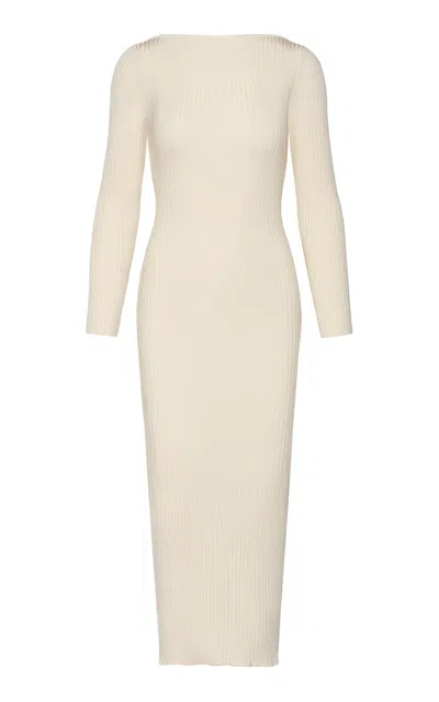 Andres Otalora Eres Eterno Ribbed-knit Midi Dress In Ivory