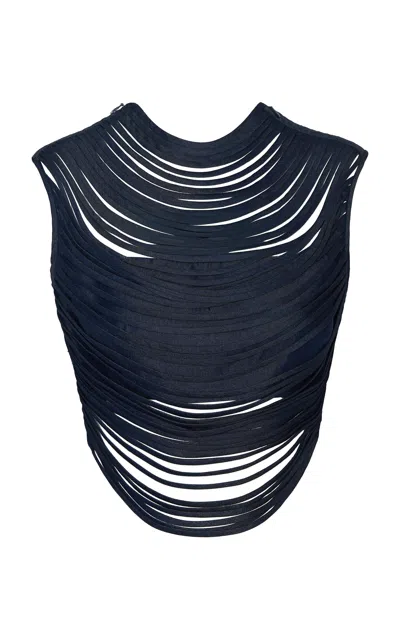 Andres Otalora Eres Todo Draped Tencel Top In Blue