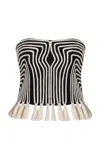 Andres Otalora Escuchas Embroidered Linen Top In Black,white