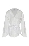 Andres Otalora Ese Momento Bow-detailed Cotton-poplin Shirt In White