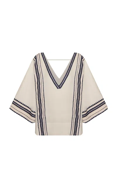 Andres Otalora Estas Conmigo Linen Blouse In Neutral