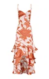 Andres Otalora Estetica Pura Floral Satin Maxi Dress In Multi