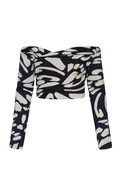 Andres Otalora Eterna Knit Off-the-shoulder Top In Navy