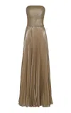 Andres Otalora Eterna Pleated Chiffon Gown In Gold
