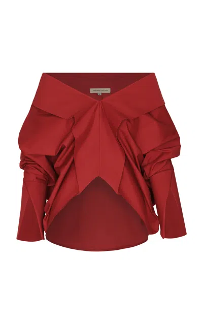 Andres Otalora Eternidad Cotton Off-the-shoulder Top In Bronze