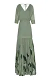 Andres Otalora Eternos Chiffon Maxi Dress In Green